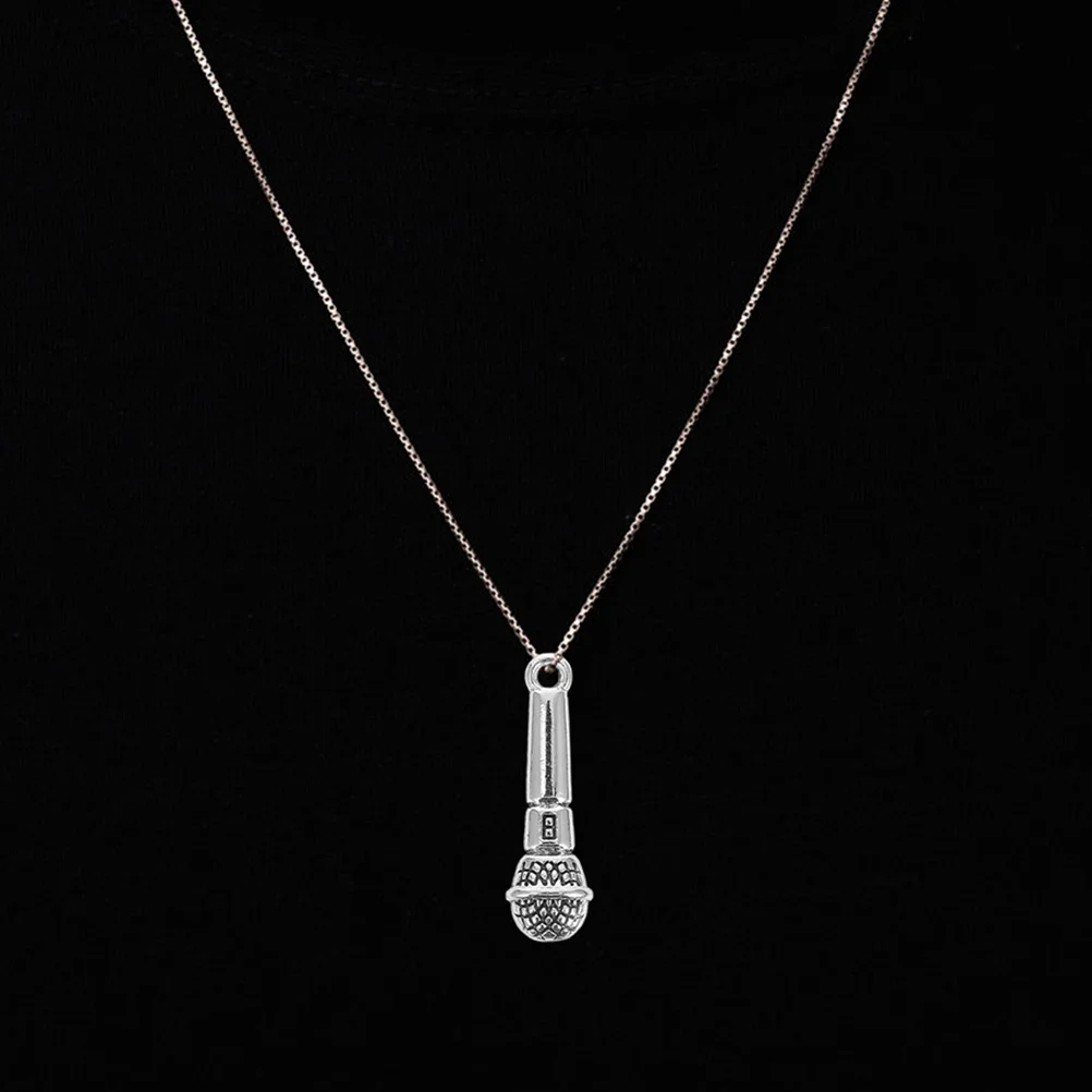 

30Pcs Microphone Pendant Connectors Silver Alloy Mini Musical Instrument Charms for DIY Jewelry Making Gift Decoration