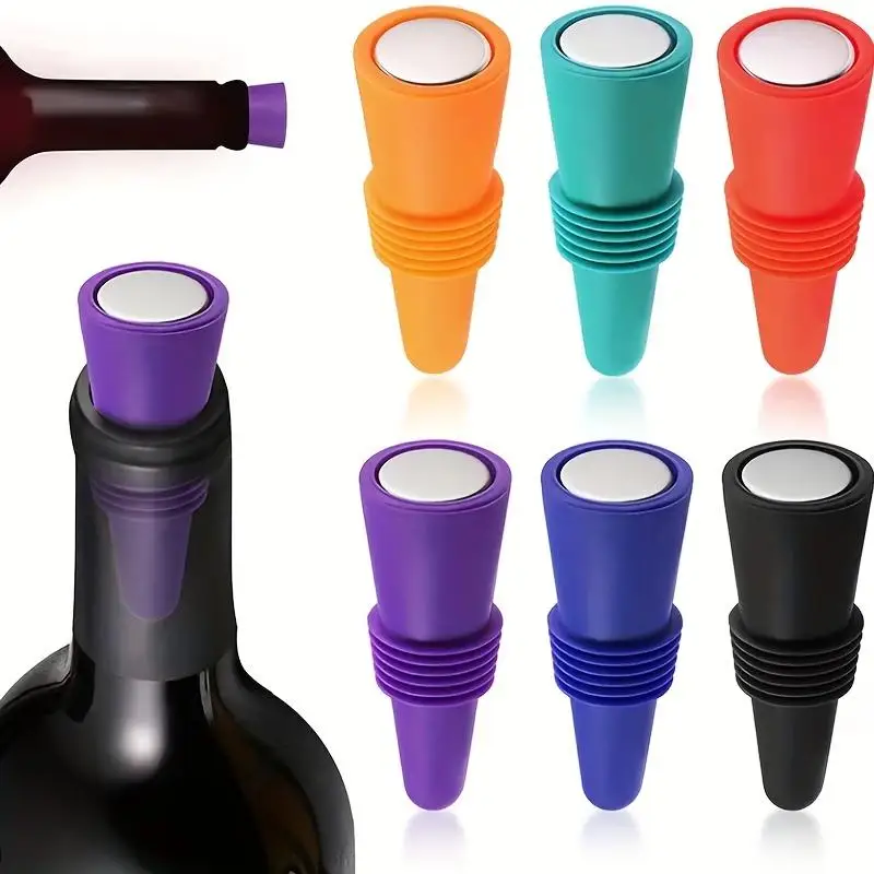 New 6/2/1PC Silicone Wine Bottle Stopper Set Whiskey Leak Proof Beer Champagne Bottle Cap Closer Wine Cork Lid Bar Accessories