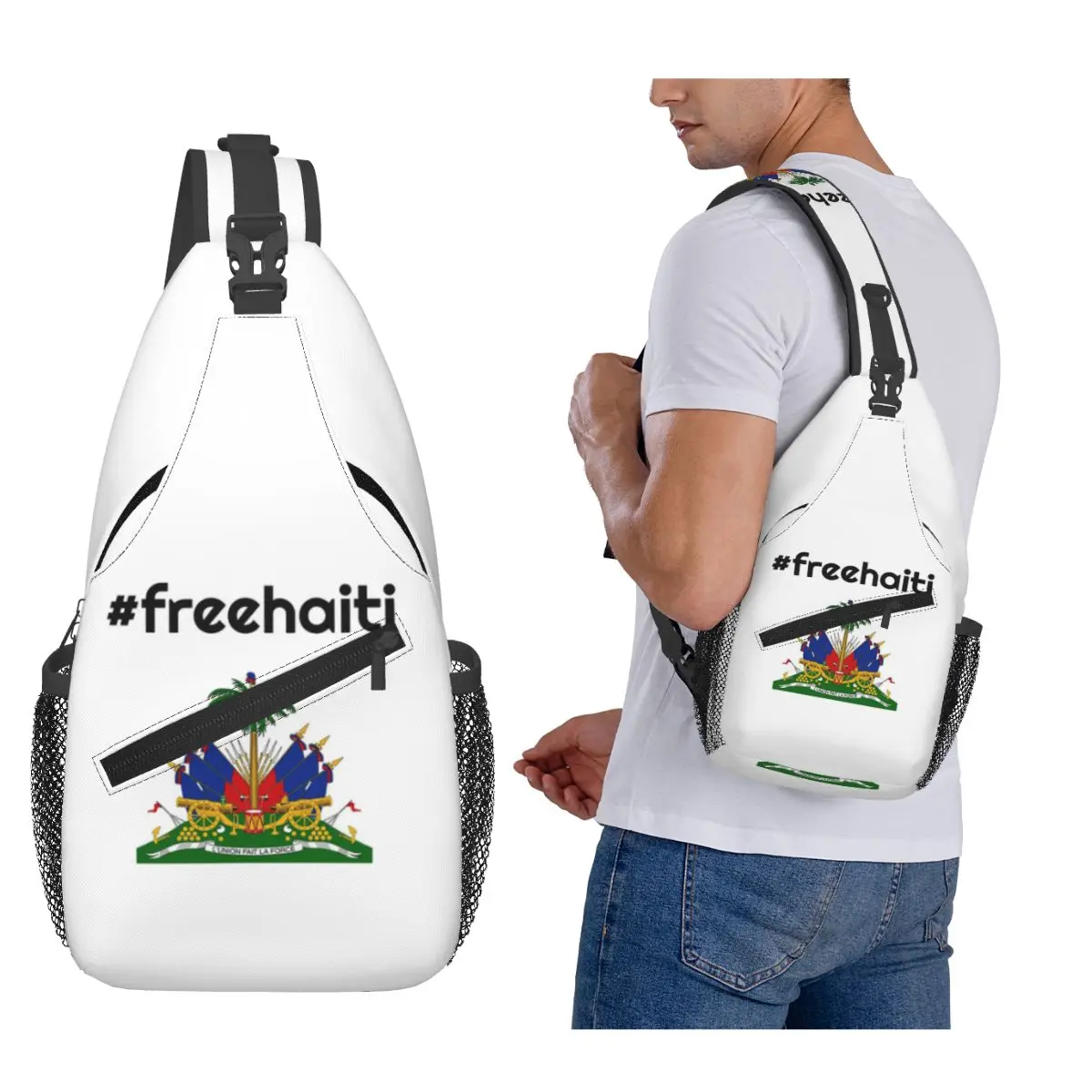 

Free Haitian Chest Bag Men Sling Crossbody Backpack Chest Bag Travel Hiking Daypack Shoulder Bag