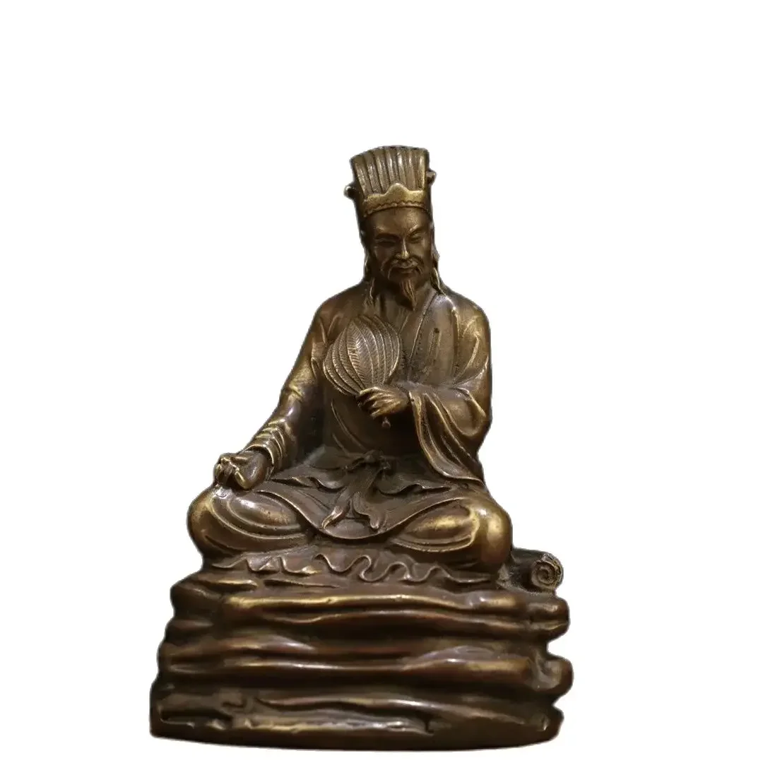 Purple Copper Longzhong's Ornament for Mr. Wolong, Brass Character Sitting with Kong Ming, Zhuge Liang's Home, Living Room Orna