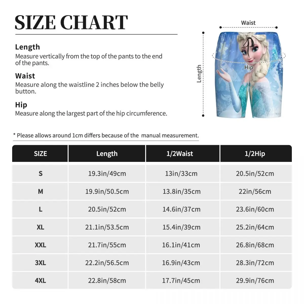 Custom Printed Men Cartoon Frozen Pajama Shorts Custom Printed Animation Elsa Sleep Pjs Sleepwear Bottoms with Pockets