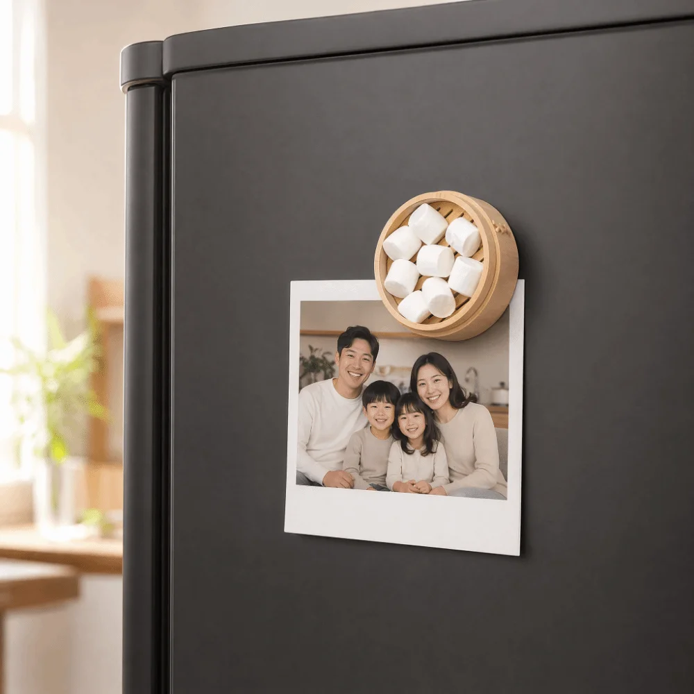 3D Printing Bun Dumpling Fridge Magnet Realistic Whimsical Miniature Food Magnetic Sticker Plastic DIY Label