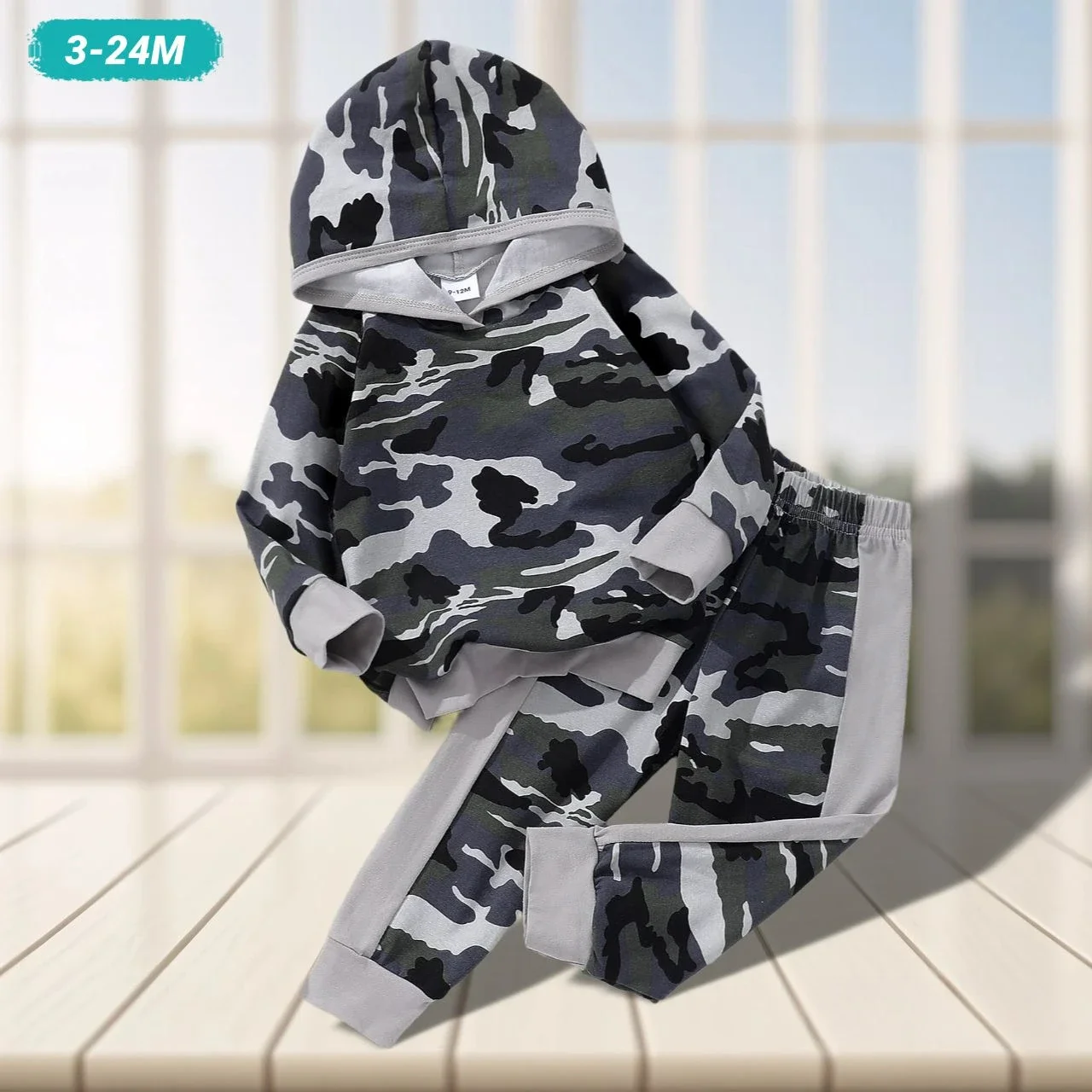 

2025 Newborn Boys Clothing Set Hooded Long Sleeve Spring Autumn 2 Pcs Top+pants Baby Boys Suit Camouflage Casual Boys Outfits