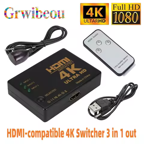HDMI-compatible Switch 4K Switcher 3 in1 out HD 1080P Video Cable Splitter 1x3 HUB Adapter Converter for PC PS4/3 TV Box HDTV