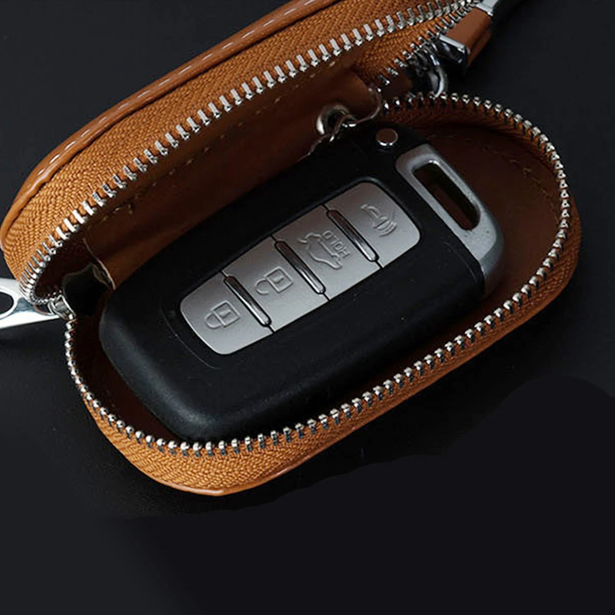 Car Key Case Pouch Bag Protective Sleeve Wallet Holder Chain Key Wallet Ring Collector Pocket Key Organizer Leather Keychain