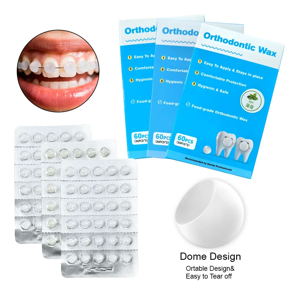 

60 Pieces of Orthodontic Wax for Braces Prevents Wear Food-Grade Individually Packaged High-Quality