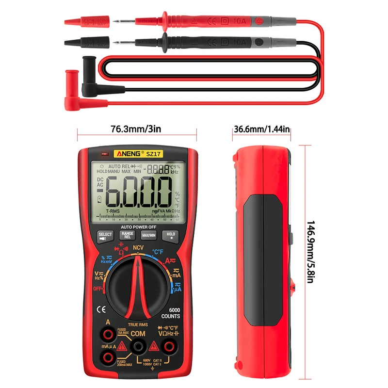 ANENG SZ16/SZ17 Continuity Meter Multimeter Auto Sensor Tester Multimetro Professional True RMS Multimetre AC/DC Tester Tools