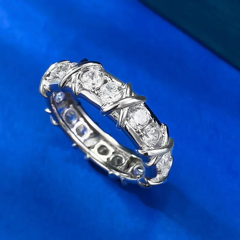 S925 Sterling Silver European and American XO Ring Set with White Diamond Zircon, Fashionable and Versatile Party Ring