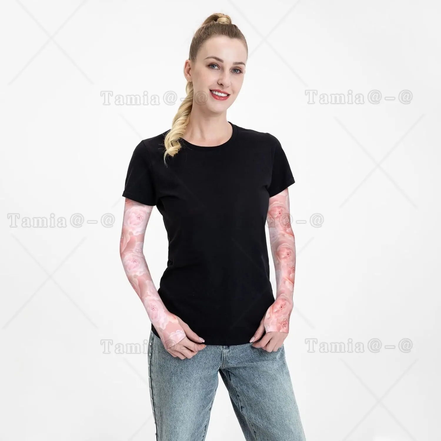 Rose Flower Arm Sleeves Rose Arm Cover  Flower Cooling Arm Sleeves for Outdoor