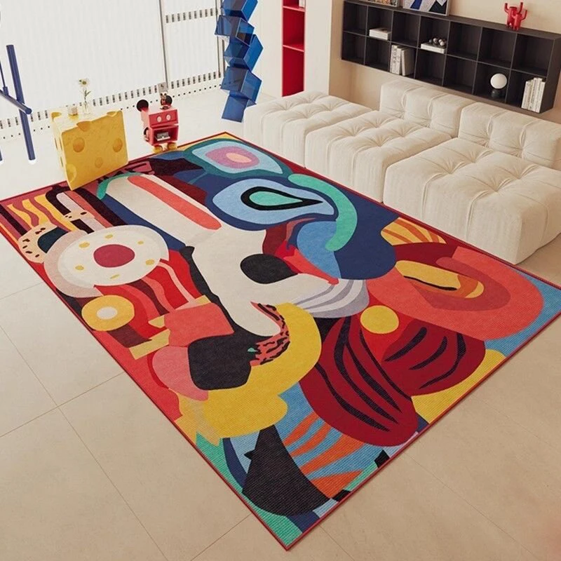 Living Room Carpet Large Sized Soft and Comfortable Loop Fleece Bedroom Floor Mat Dopamine Creative Painted Rug Home Decor Rugs