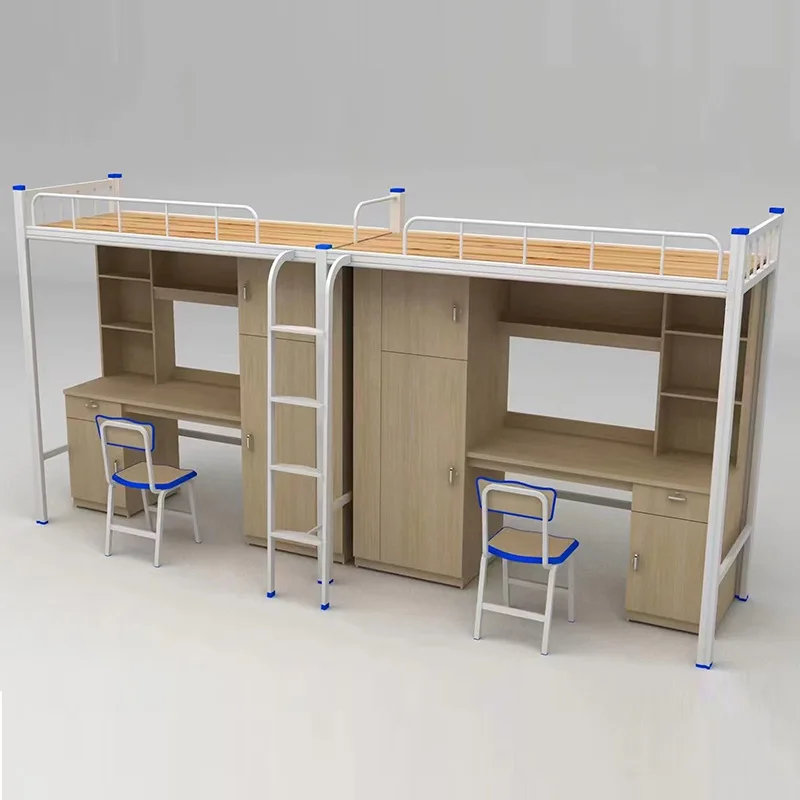 

Customized college student dormitory bunk wrought iron bed ower table combination profile bed