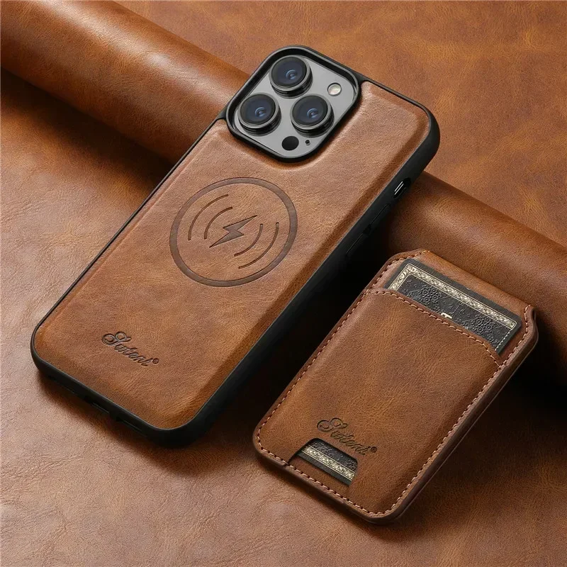 EUCAGR Magsafe Magnetic 2 In 1 Detachable Wallet Leather Case For iPhone 12 13 14 15 16 Pro Max Plus Shockproof Holder Cover