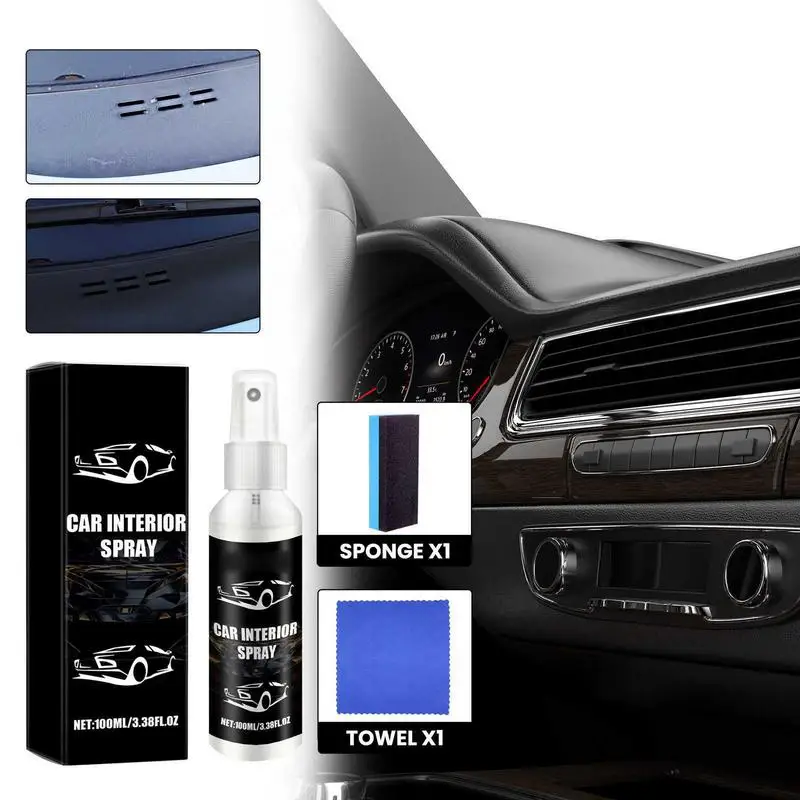 Car Interior Cleaner Waterless 100ml Interior and Dashboard Cleaner Vehicle Detailing for Preventing Drying Stain Removal