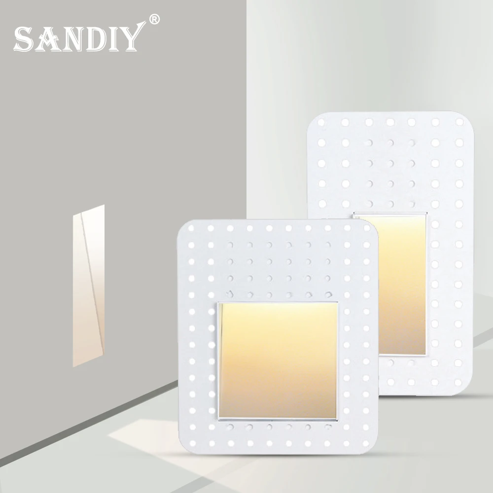 SANDIY Conceal Wall Lamp Pir Sensor Stair Light Frameless Night Lighting Fully Recessed Sconce for Balcony Hall Home Decor White