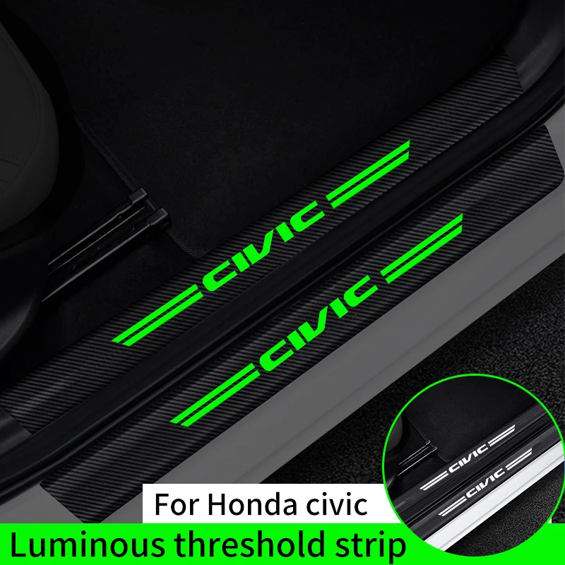 For Honda Civic 6 8th 9th 11th G9 G10 2009 Car Threshold Strip Luminous Car Trunk Door Sill Protection Stickers Auto Accessories