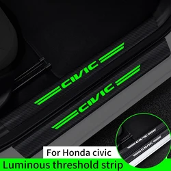 For Honda Civic 6 8th 9th 11th G9 G10 2009 Car Threshold Strip Luminous Car Trunk Door Sill Protection Stickers Auto Accessories