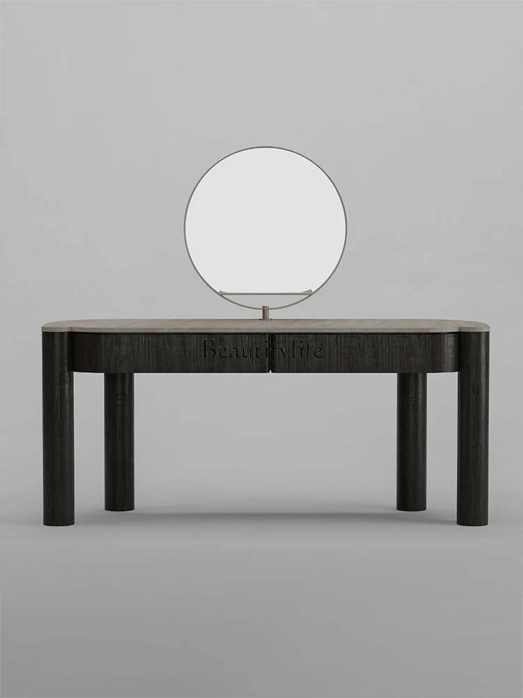 

Italian minimalist marble dressing table, high-end wabi-sabi makeup table in the bedroom