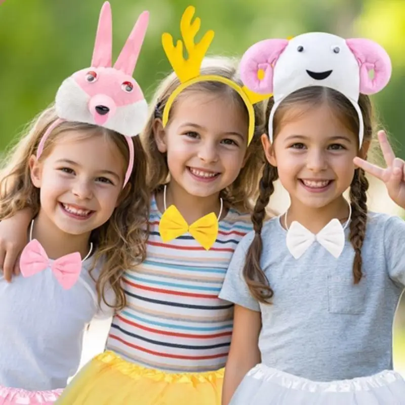 Y3NE Chuột/Lợn/Bò/Khỉ/Cừu/Tygers Đầu Đuôi Bowtie Đuôi Halloween Động Vật Trang Phục Hóa Trang phụ Kiện Dành Cho Trẻ