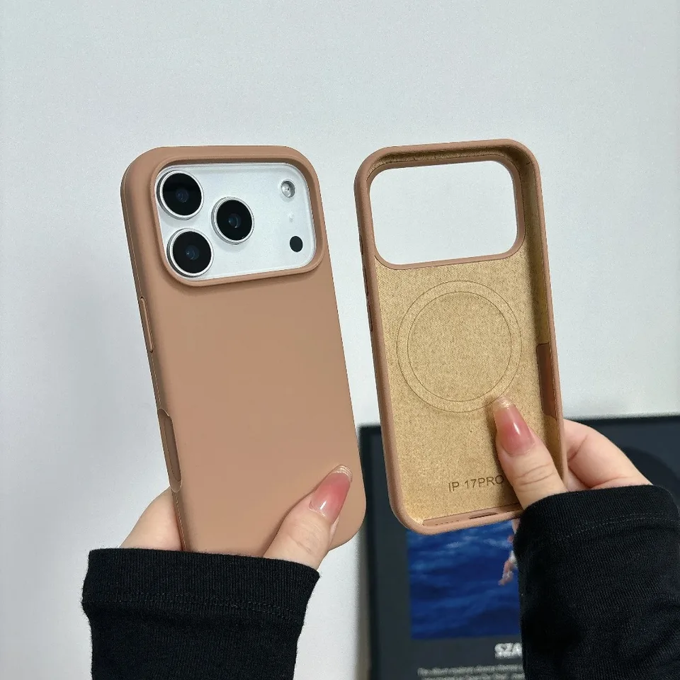 Funda de silicona líquida mate sólida compatible con Magsafe para iPhone 18 17 17E 16 15 14 13 12 11 Pro Max Plus carga inalámbrica 4