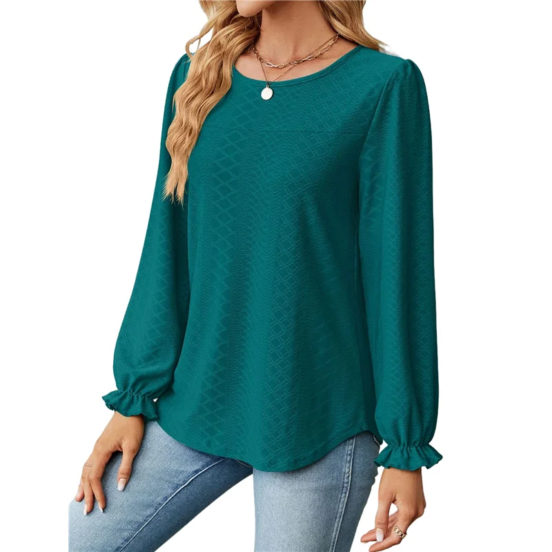 

Womens Long Puff Sleeve Shirts Casual Tops Dressy Blouses Tunic Fall Fashion 2025 Trendy Loose Outfits-A55G
