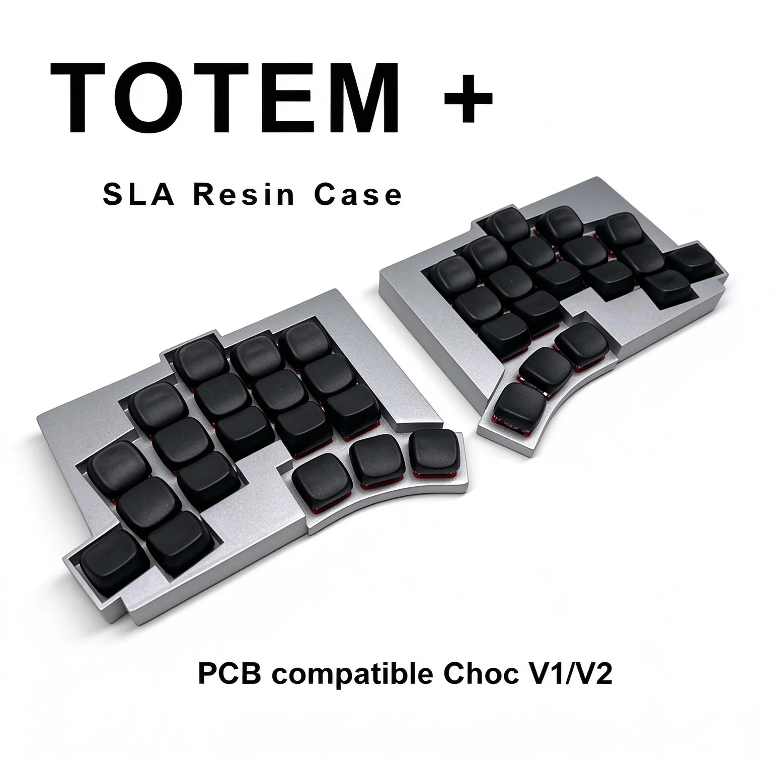 Totem Split Keyboard Compatible Choc V1 V2 Low Profile Silent Switch Ergonomic Mechanical Keyboard-sla Resin Case