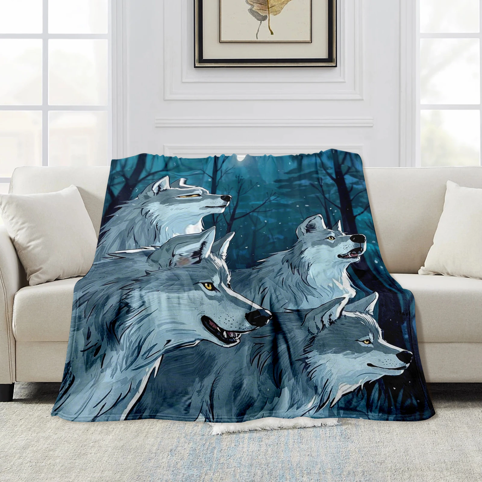 

High Quality Blanket Depicts Nocturnal Life Of Grey Wolves Ideal Gift Combining Comfort With Natural Wonder