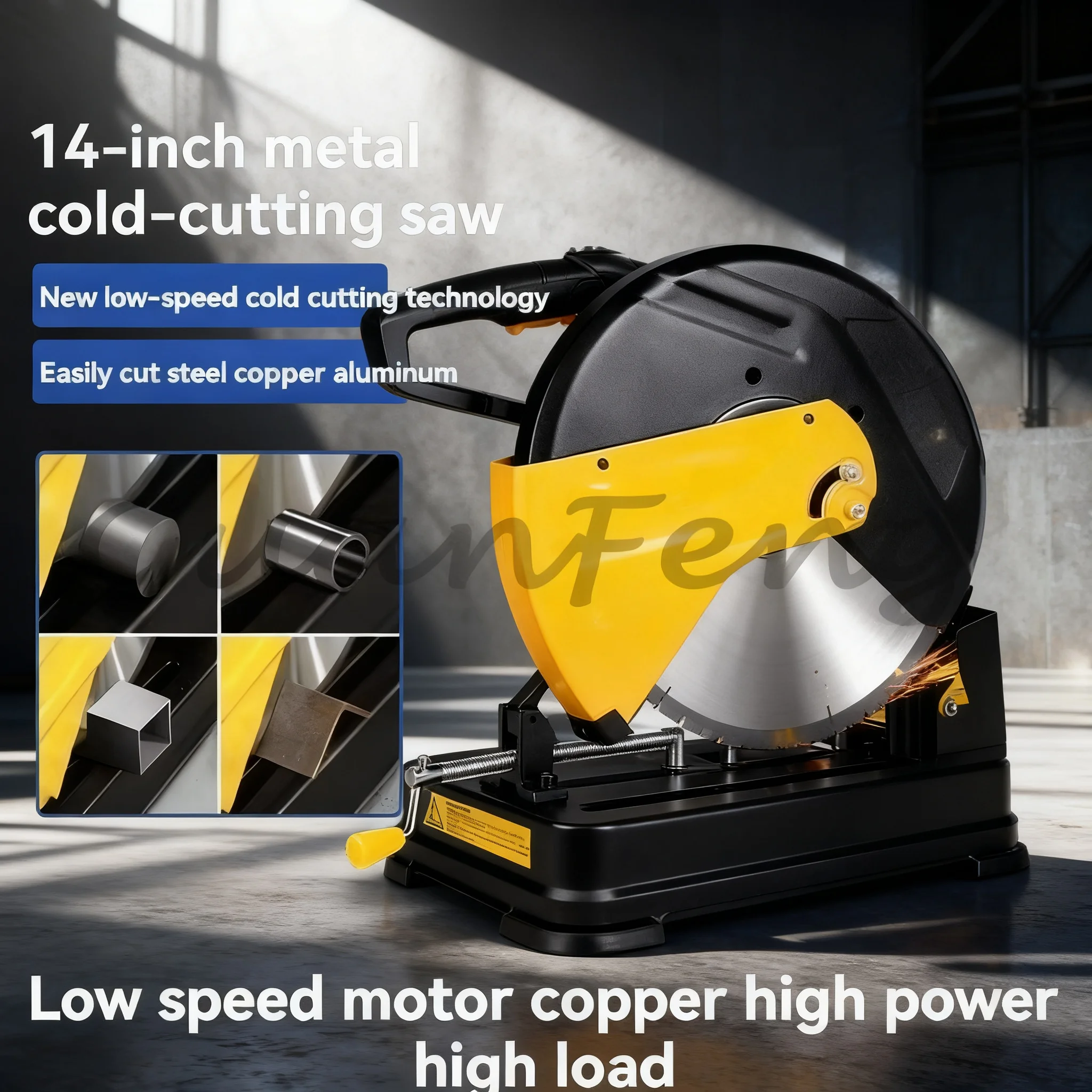 14-Inch steel-iron-aluminum profile metal cold saw, desktop cutter