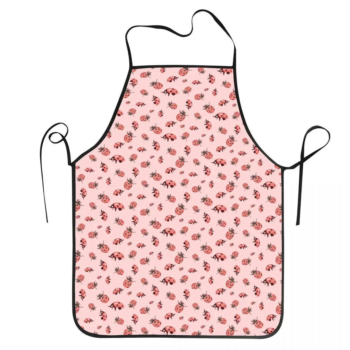 Cute Ladybug Pattern Whimsical Insect Apron Chef Baking Tablier Waterproof Bib Kitchen Cleaning Pinafore for Women Men Gardening