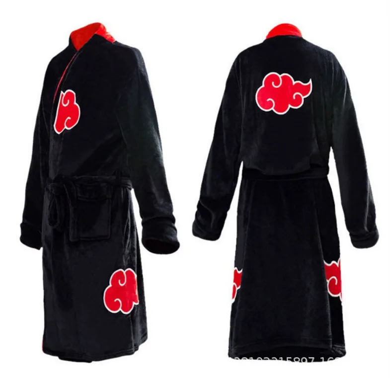 Camisón de Cosplay periférico de Anime de Naruto, bata de baño de Uchiha Itachi, Sasuke, franela alargada, gruesa, dibujos animados lindos, albornoz creativo