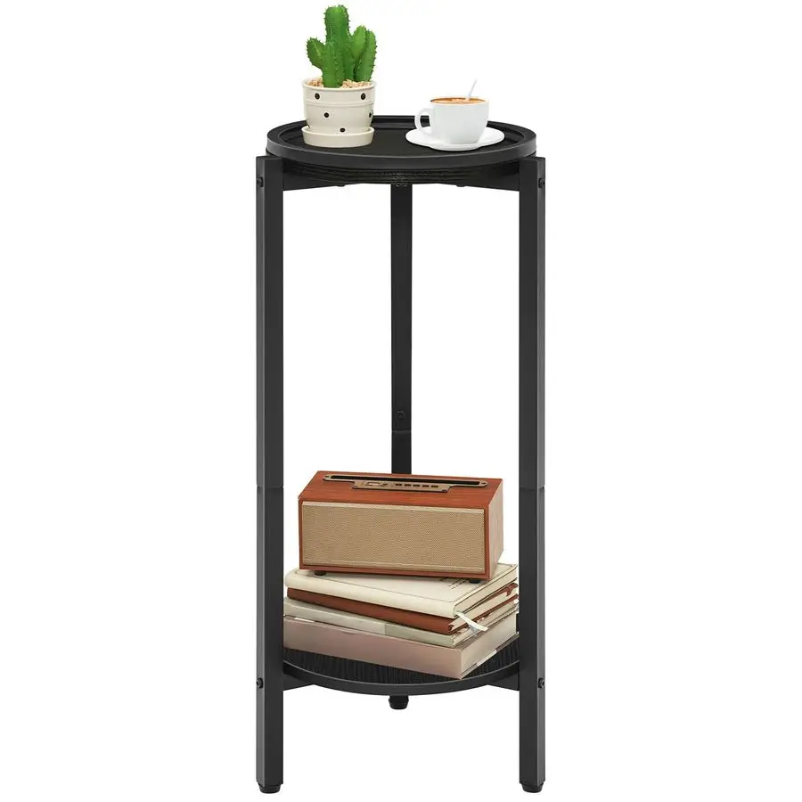 

Small Round Side Table, Tall Coffee Drink Table for Sofa Couch Corner, 28.7 H Slim Nightstand, Circle Wooden Accent Pedestal Ta