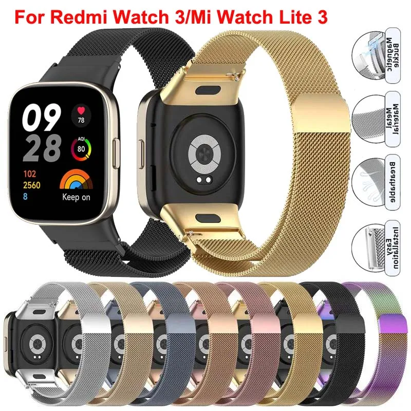 Magnetic Milanese Loop For Redmi Watch 3 Strap Replacement Wristband For Redmi Watch 3/Mi Watch Lite 3 Bracelet Correa Band