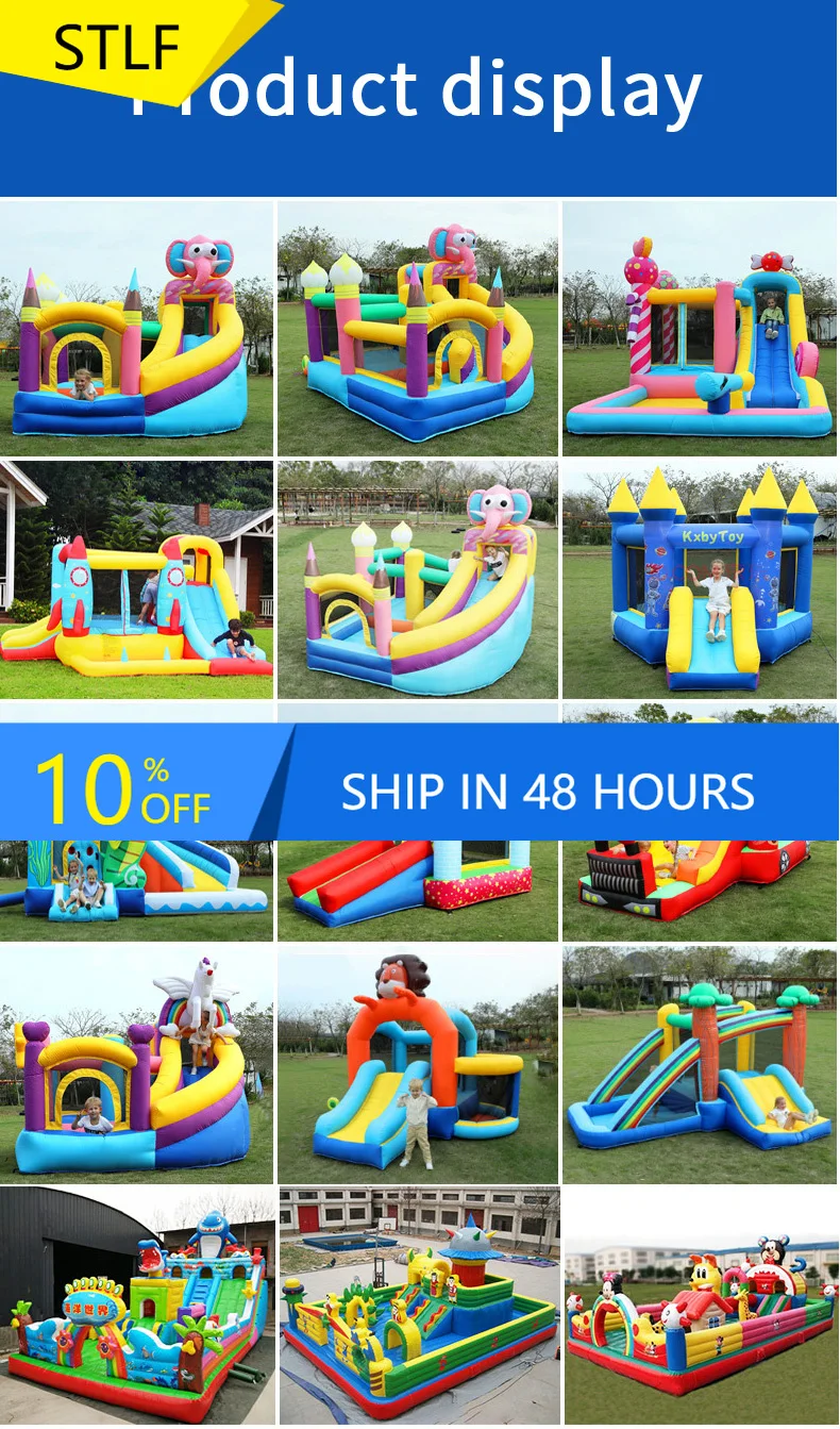 

STLFCommercial Kids Toddler Giant Inflatable Bouncy Castle PVC Bounce House With Slide Accessory Blower Shipped By Sea