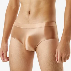 Men's Glossy Underwears Low Rise Swimming Briefs Panties Solid Color Intimates Underwear Male Elastic Waistband Underpants