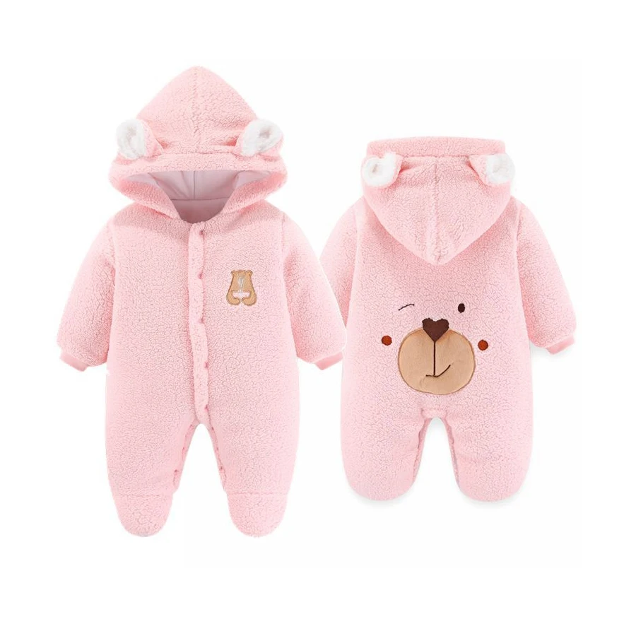 Newborn Baby Winter Romper Warm Hooded Infant Romper Thicken Soft Cotton Boys Jumpsuit Cartoon Baby Girl Clothes 0 to 9 Month