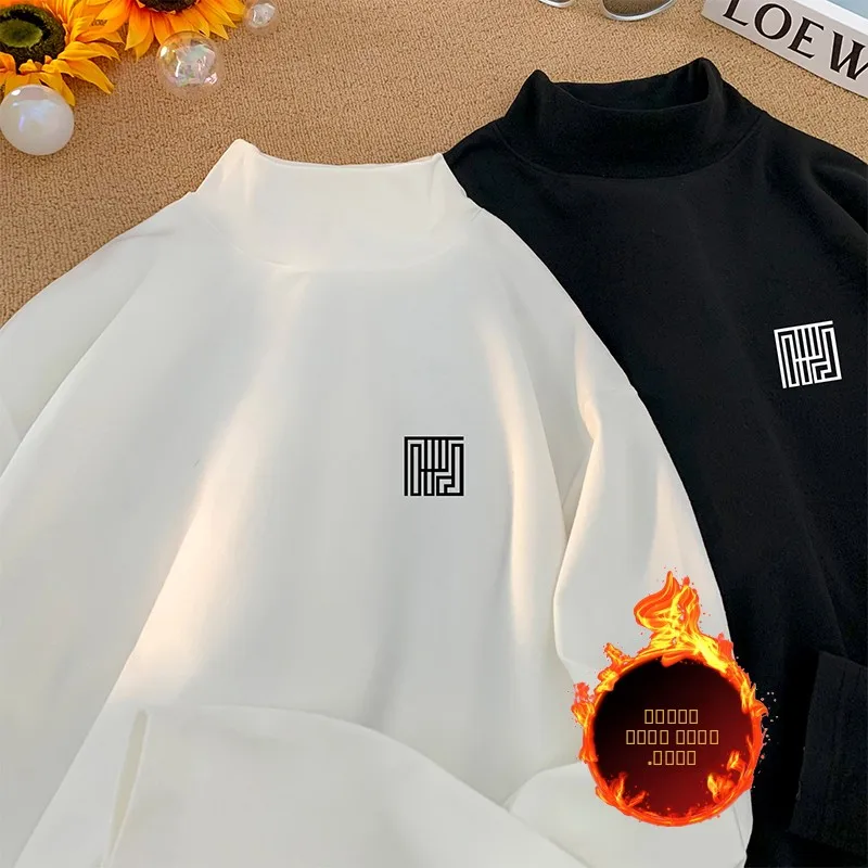 

Модный мужской свитшот с воротником-стойкой, осенне-зимняя модная одежда, универсальное нижнее белье из оленьего бархата, модель M