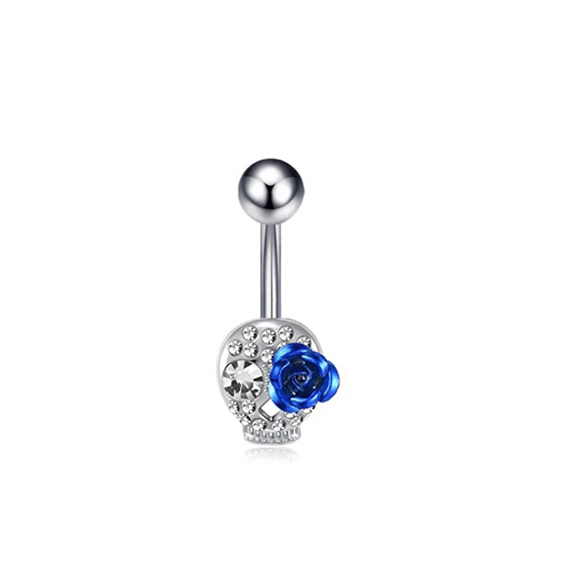 Honorable Blue Belly Button Zircon Belly Piercing Ring Sexy Navel Piercing Heart Belly Bar Navel Piercing for Women Ombligo