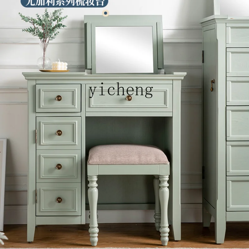 

ZF Storage Cabinet Cloakroom Bedroom Solid Wood Chest of Drawers Five Buckets with Mirror Jewelry Cabinet