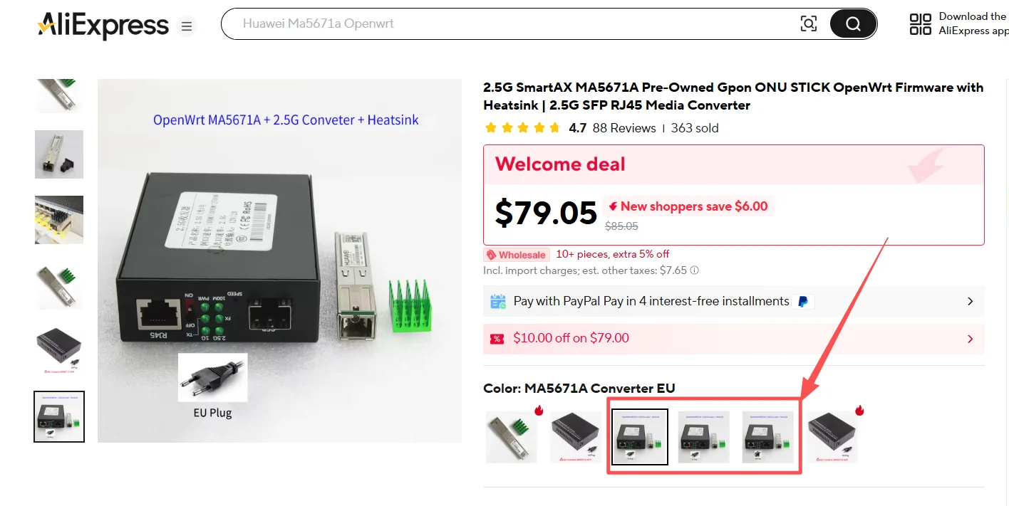 MA5671A ONT GPON SFP Usato (OpenWrt) - Note: Compatibilità con