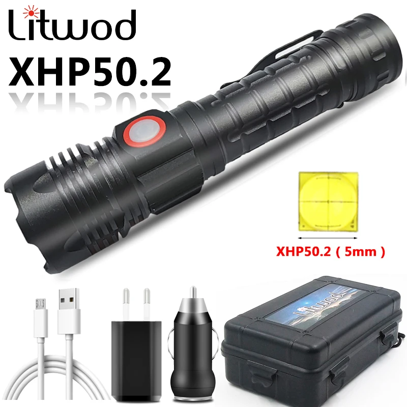 ✨ Upgrade XHP50.2 3000LM High Brightness LED Flashlight 💡 Android fast charging 🌙 Night Fishing Adventure Artifact