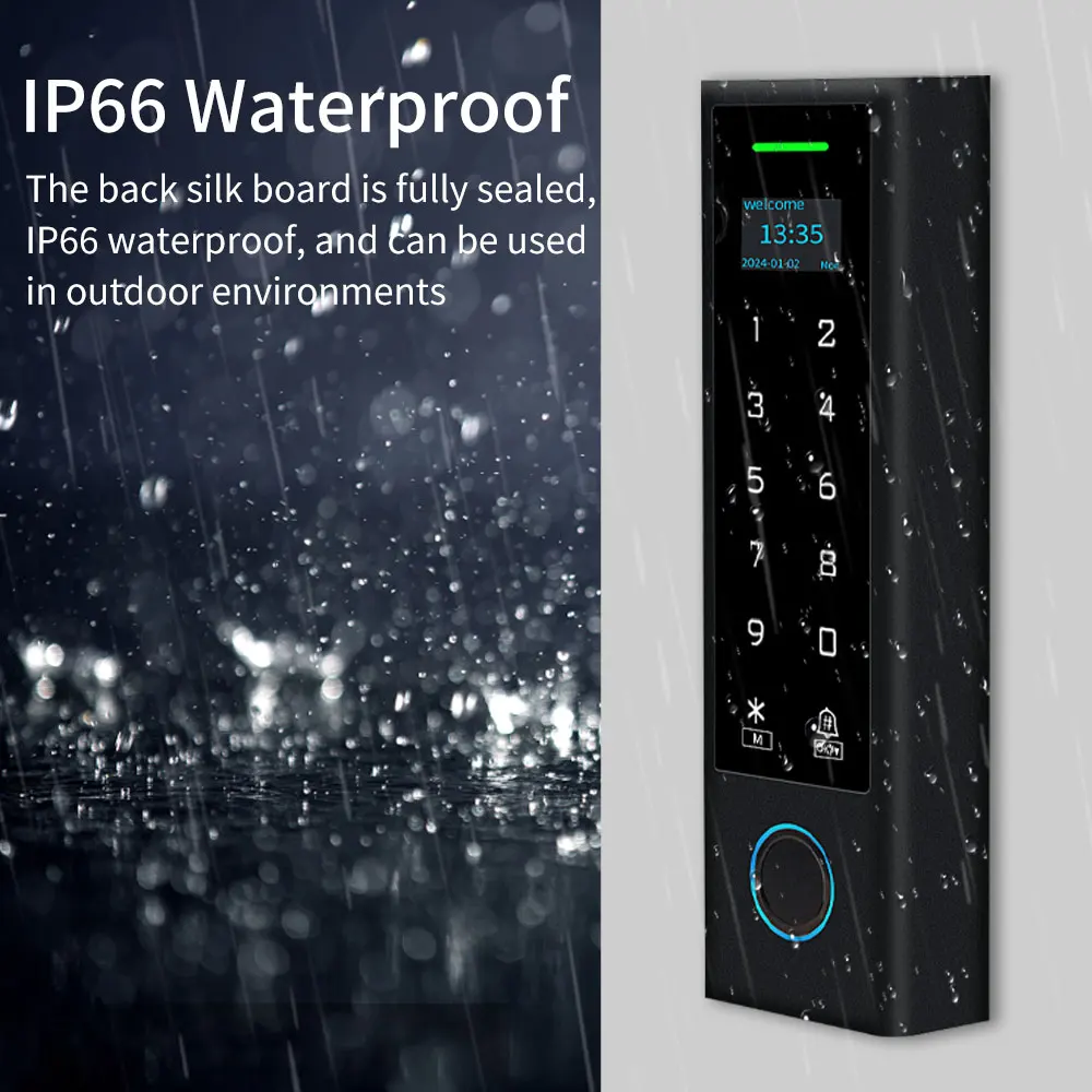 WIFI Tuya APP Smart Fingerprint RFID Access Control Keypad with Display Touch Waterproof 125Khz Door Opener Keyless Lock System