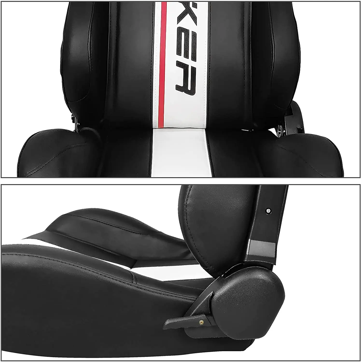1047Black PVC Leather Universal Vehicle Slider Simulator Gaming Station Adjustable Sim Bucket Racing Seats