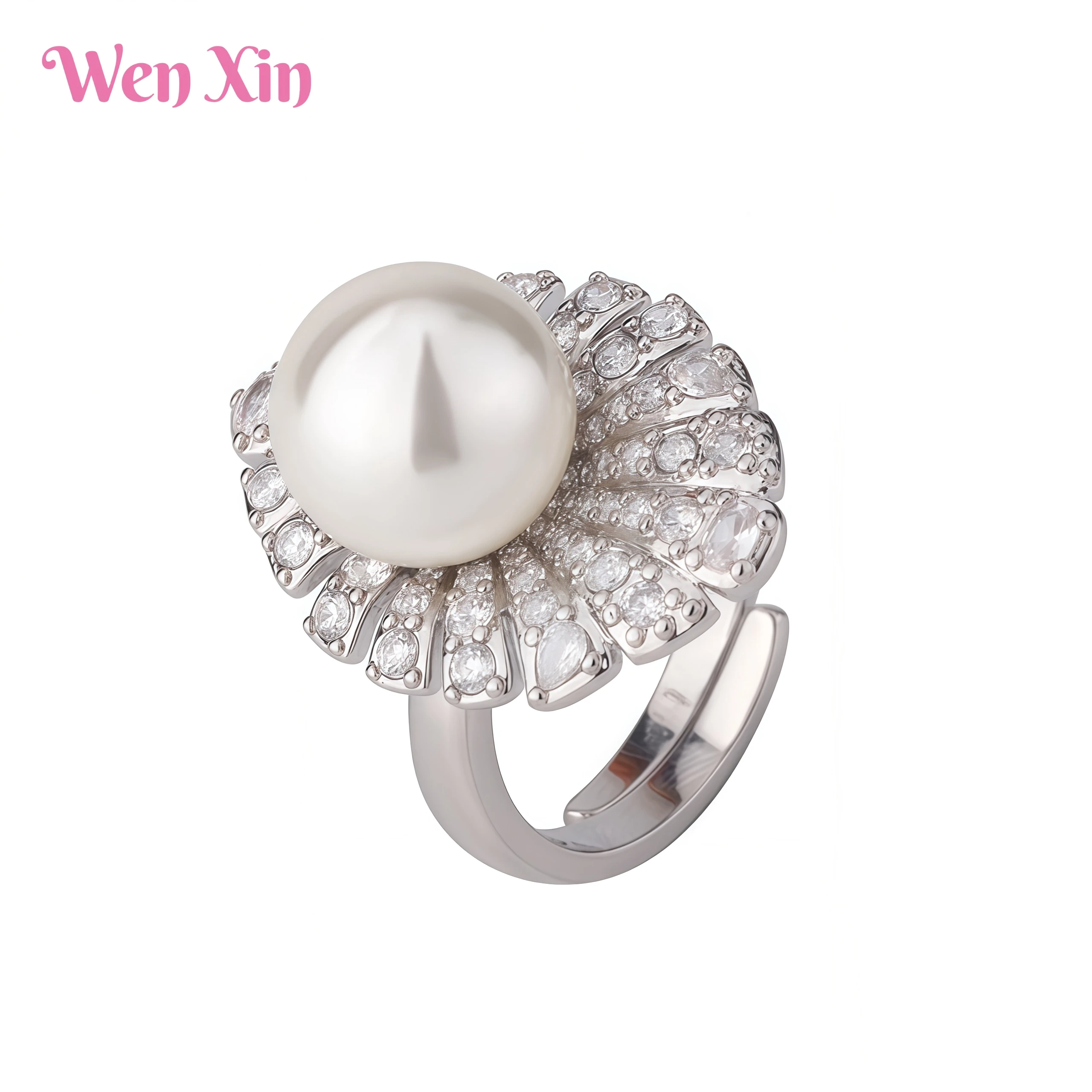 

WENXIN Brand MUSHAN MCT New Top Grade Quality White Pearl Fashion Minimalist Set Ring Pendant Earnail Set Fashion Jewelry