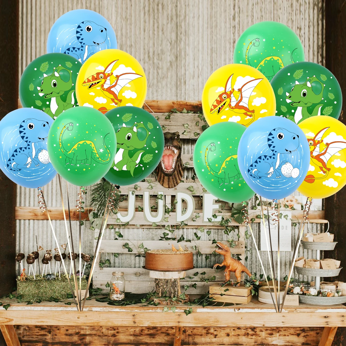 بالونات لاتكس ديناصور للأطفال ، موضوع الغابة ، ديكورات الحفلات ، ألعاب قابلة للنفخ ، استحمام الطفل ، عيد ميلاد ، دينو ، 12