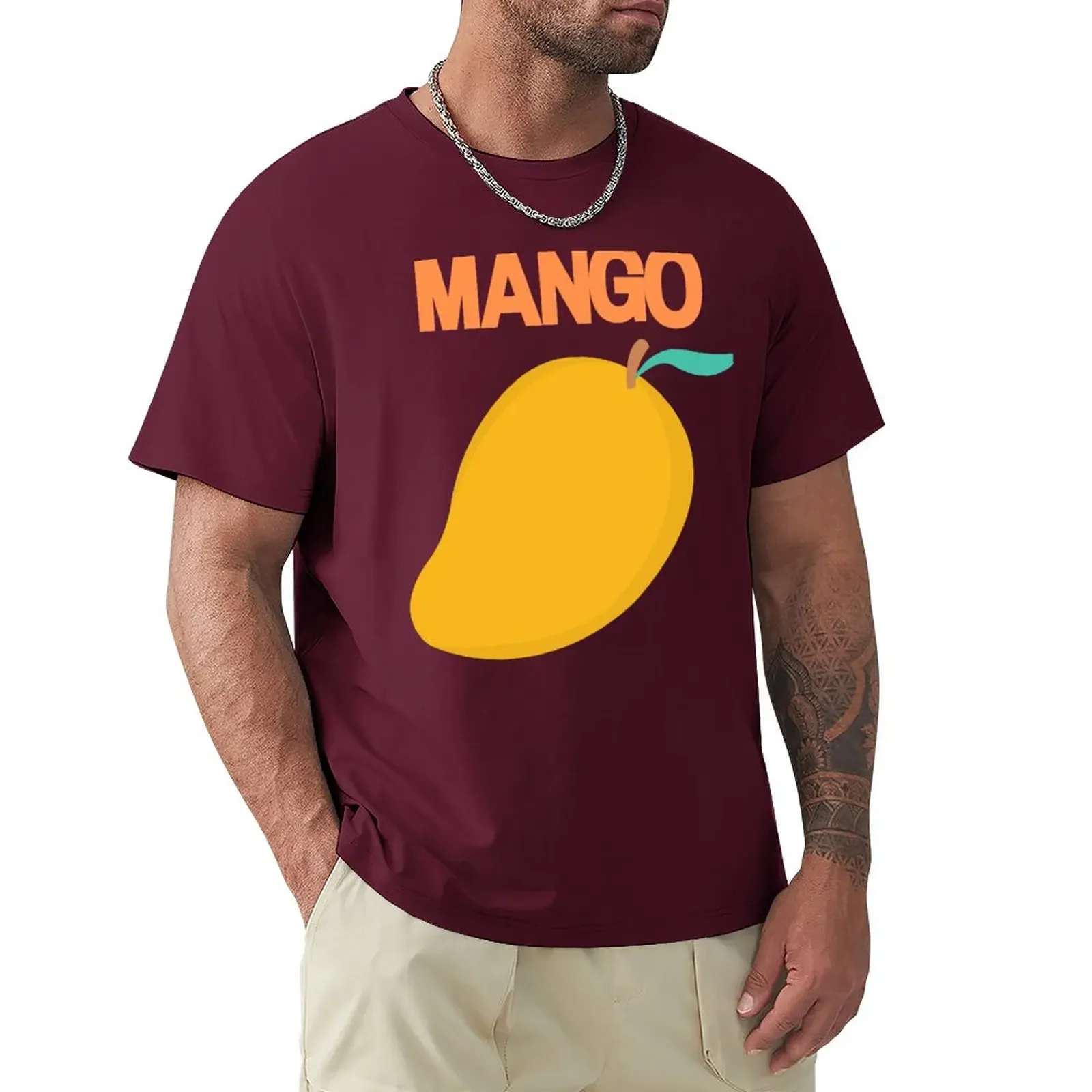 Mango Clothing T-Shirt animal print for boys aesthetic clothes blank anime fitted t shirts for men Short Sleeve Round Collar