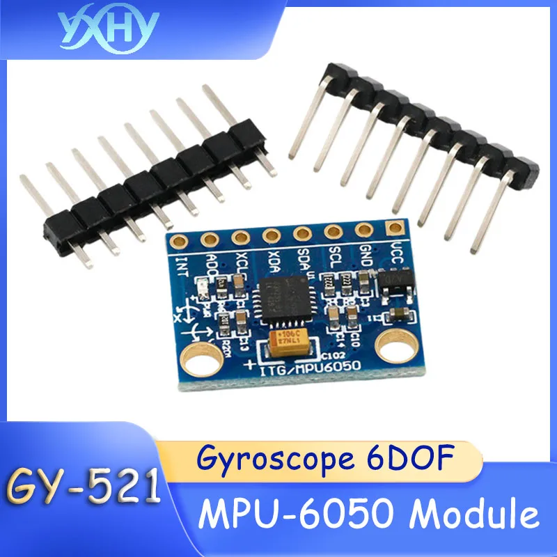 

1pcs GY-521 MPU-6050 Module 3-axis acceleration Gyro 6DOF module with code schematic