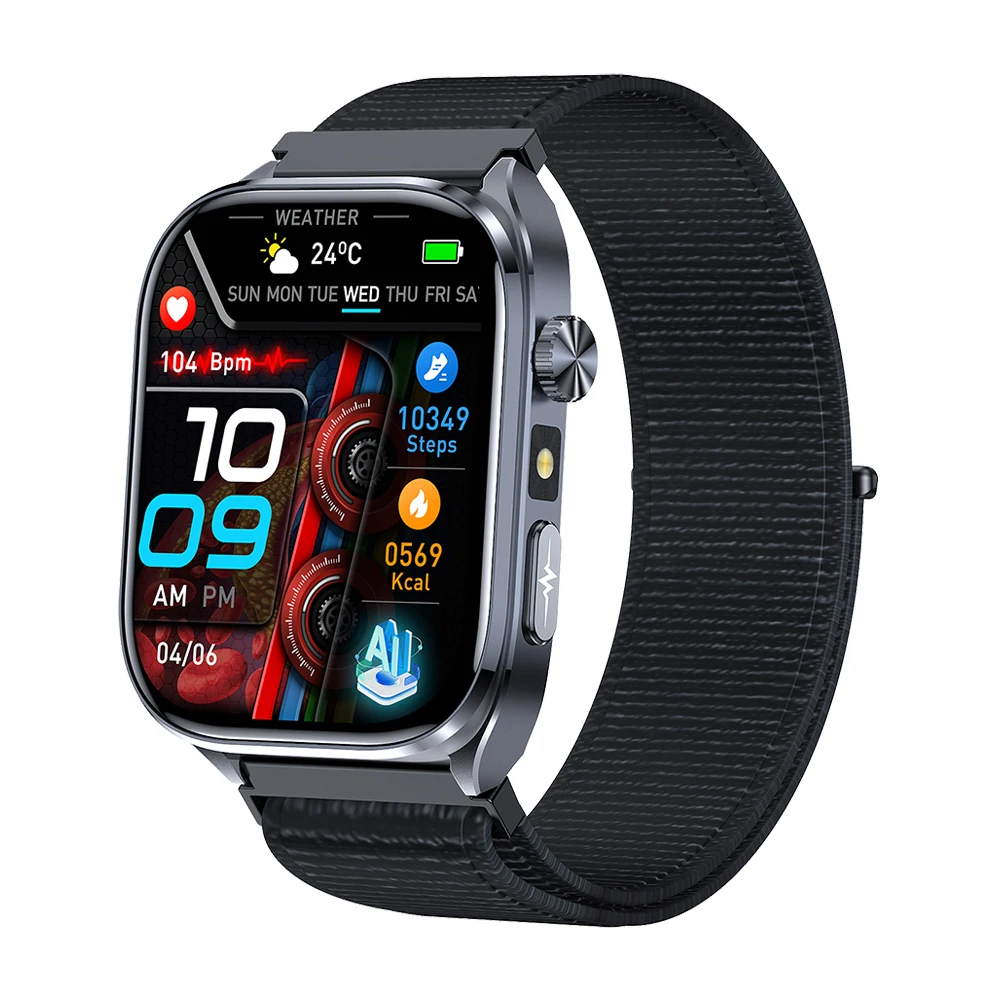 

2025 New AI Smart ECG Health Watch Men ECG+HRV Blood Pressure Micro-physical Examination Flashlight Bluetooth Call SmartWatch