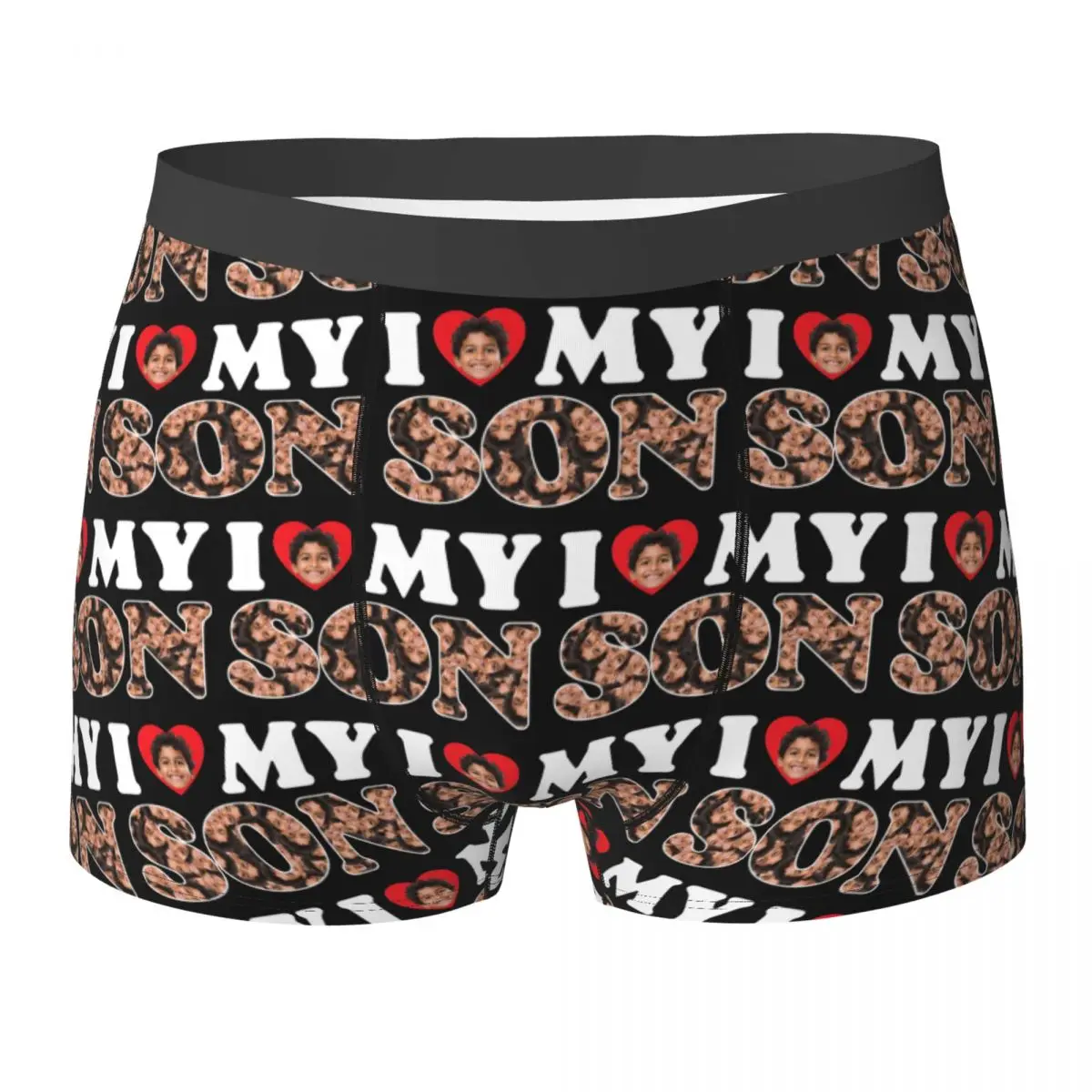

Custom Cool I Love My Son Face Boxers Shorts Panties Men's Underpants Stretch Children's Day Briefs Underwear