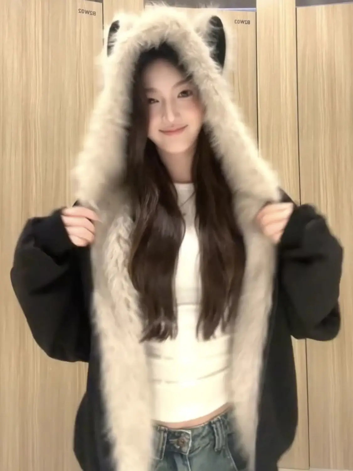 

Autumn 2000s Aesthetic Black Elegant Jacket Woman Y2k Zip Up Hooded Design Harajuku Coat Female Loose Chic Korea Popular Clothes