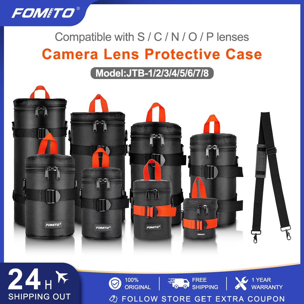 FOMITO Camera Lens Bag Waterproof Storage Pouch Case for Canon Nikon Sony Fujifilm DSLR Mirrorless Camera Lens Protective Bag