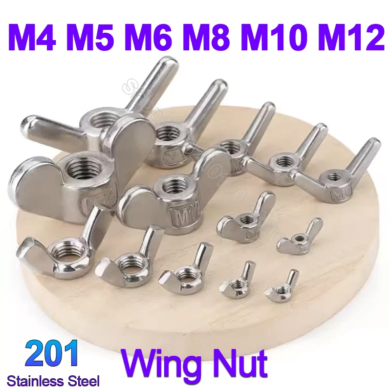 

2-30pcs Butterfly Wing Nut M4 M5 M6 M8 M10 M12 SUS 201 Stainless Steel Wing Nuts Hand Tighten Nut DIN315